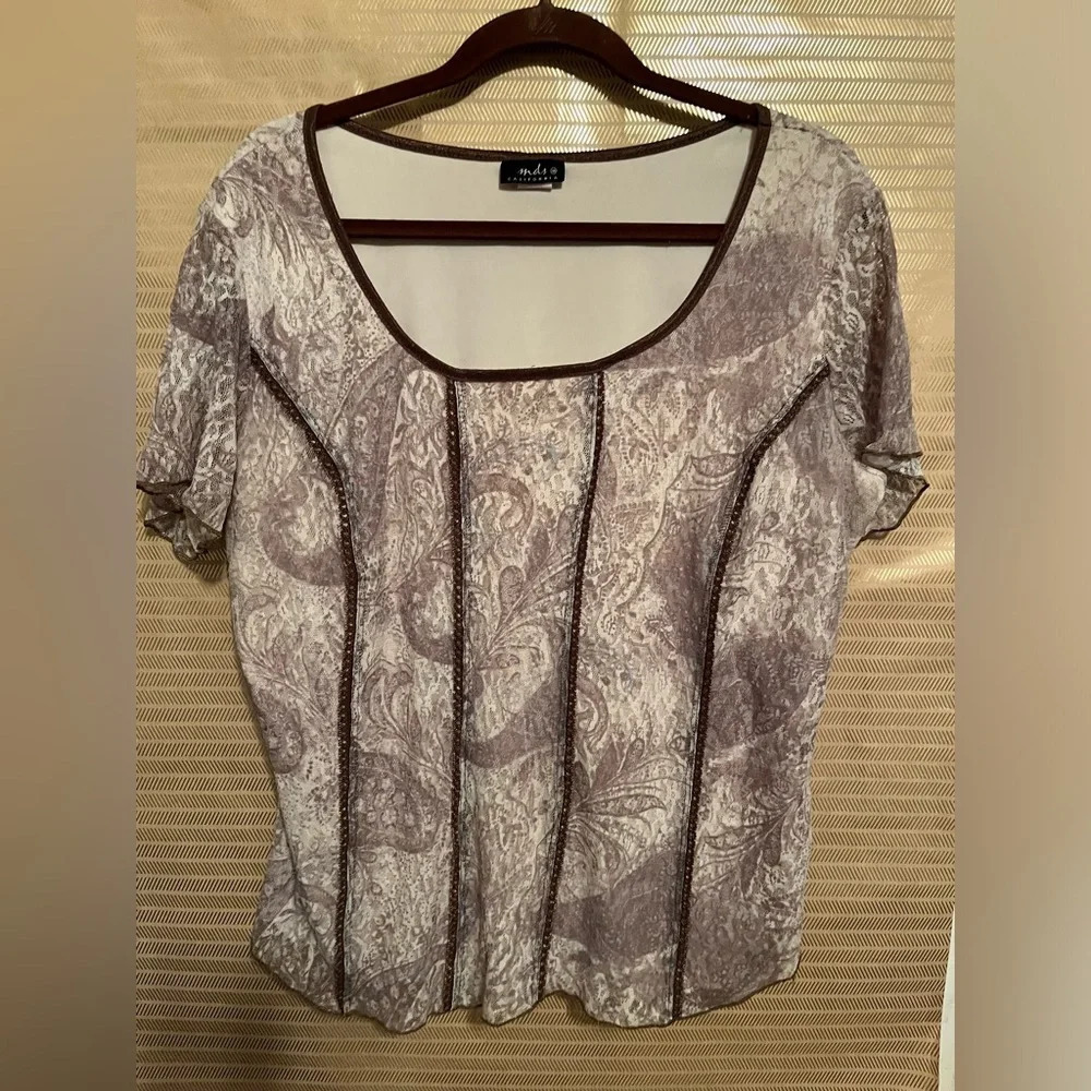 LINED BLOUSE~TAN/ BROWN~4 SUMMER~1X
